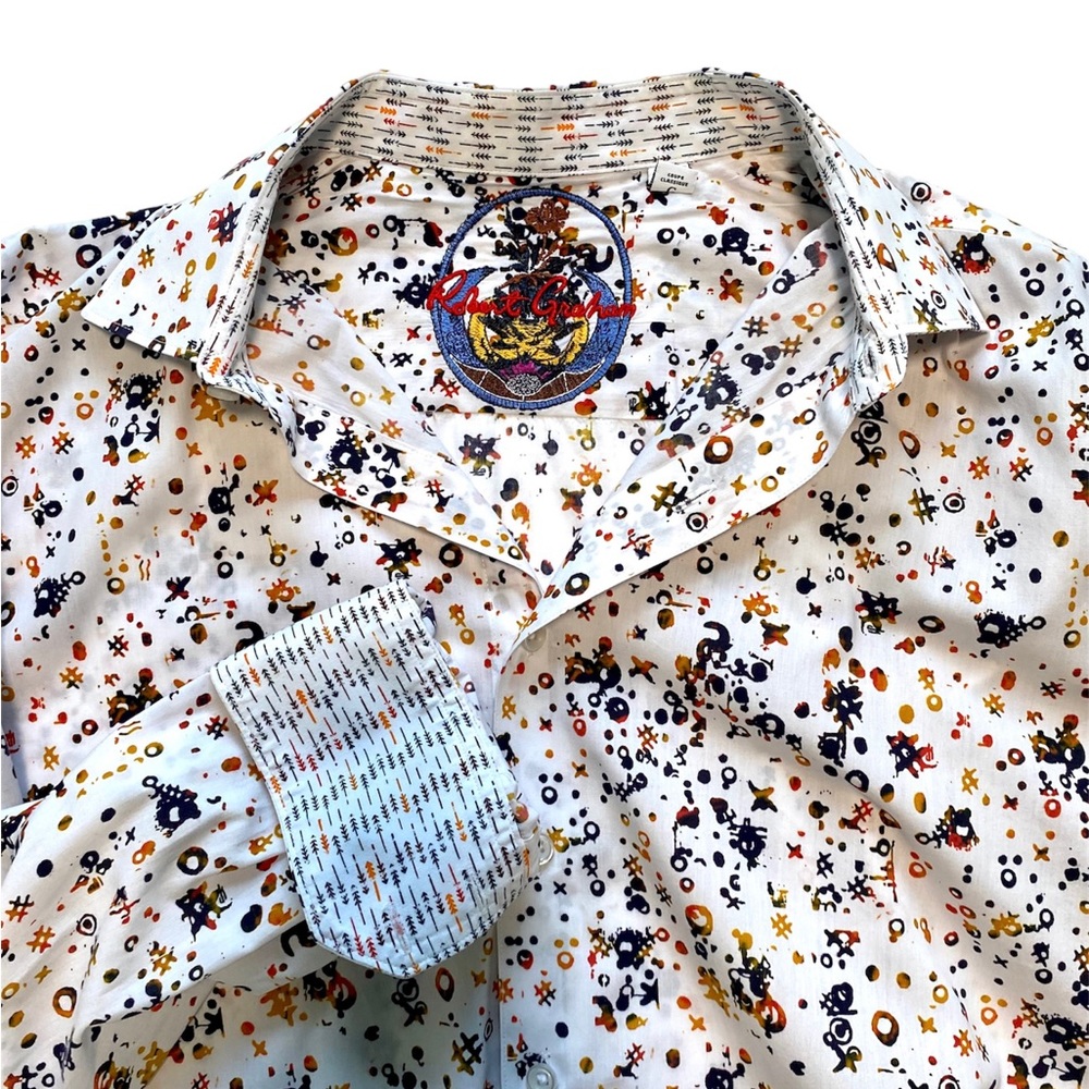 Robert Graham Button Down Long Sleeve Shirt Multi Color Tic-tac-toe Men's L